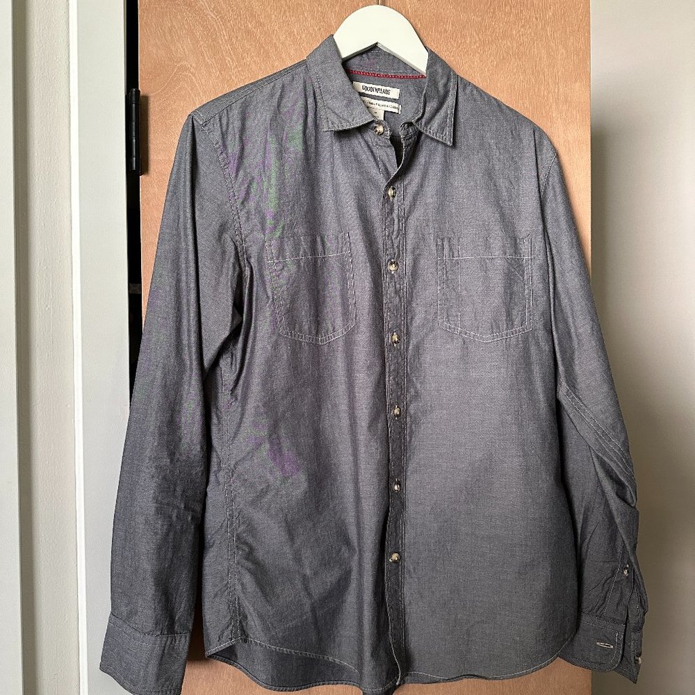 Like-NEW Goodthreads Men's Blue/Gray Chambray Button-down Shirt